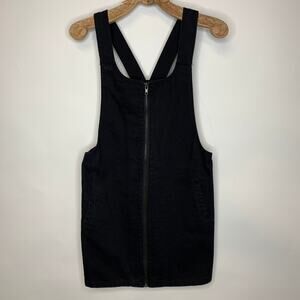Forever 21 Black Denim Overall Dress Sz Small